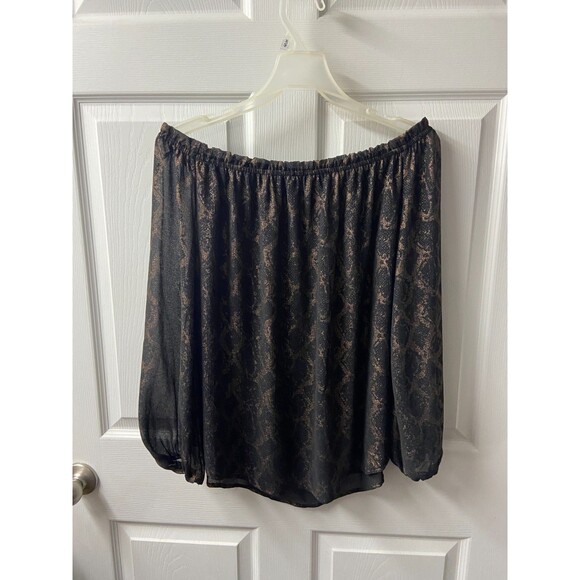 Rock & Republic Top Womens Large Burner Fabric Off the Shoulder Lined Semi Sheer - Picture 2 of 8